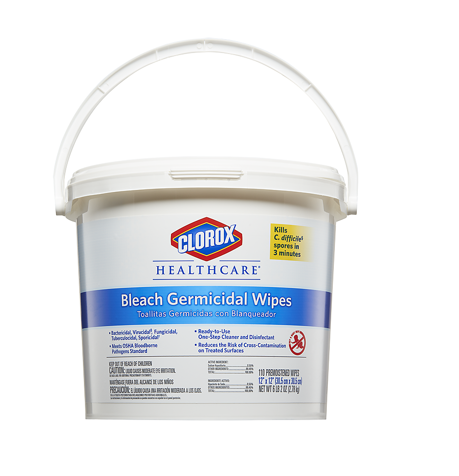 Clorox Healthcare® Bleach Germicidal Wipes — Terminal Wipes Bucket, 2/Case