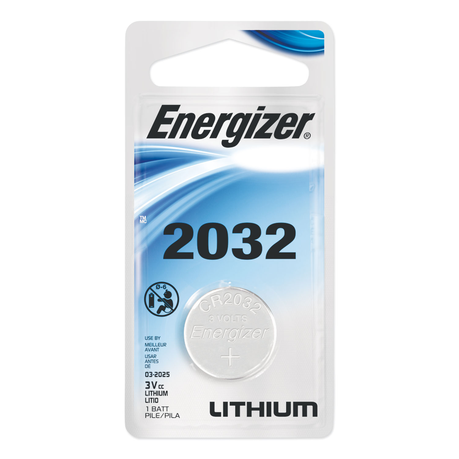 Energizer 2032 Lithium Coin Battery - 3V, 6/Pack, 72/Case
