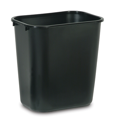 Rubbermaid® Deskside Wastebasket - Medium, 28 Quart, Black, 12/Case