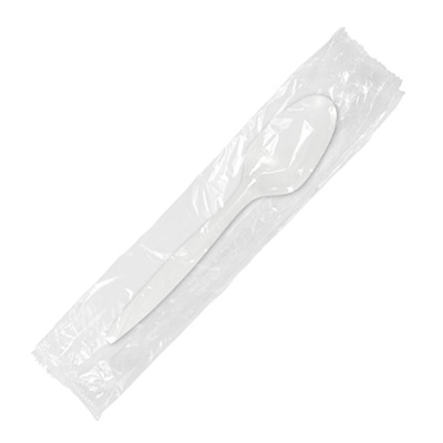 Medium Teaspoon, White, Wrapped, 1M/Cs
