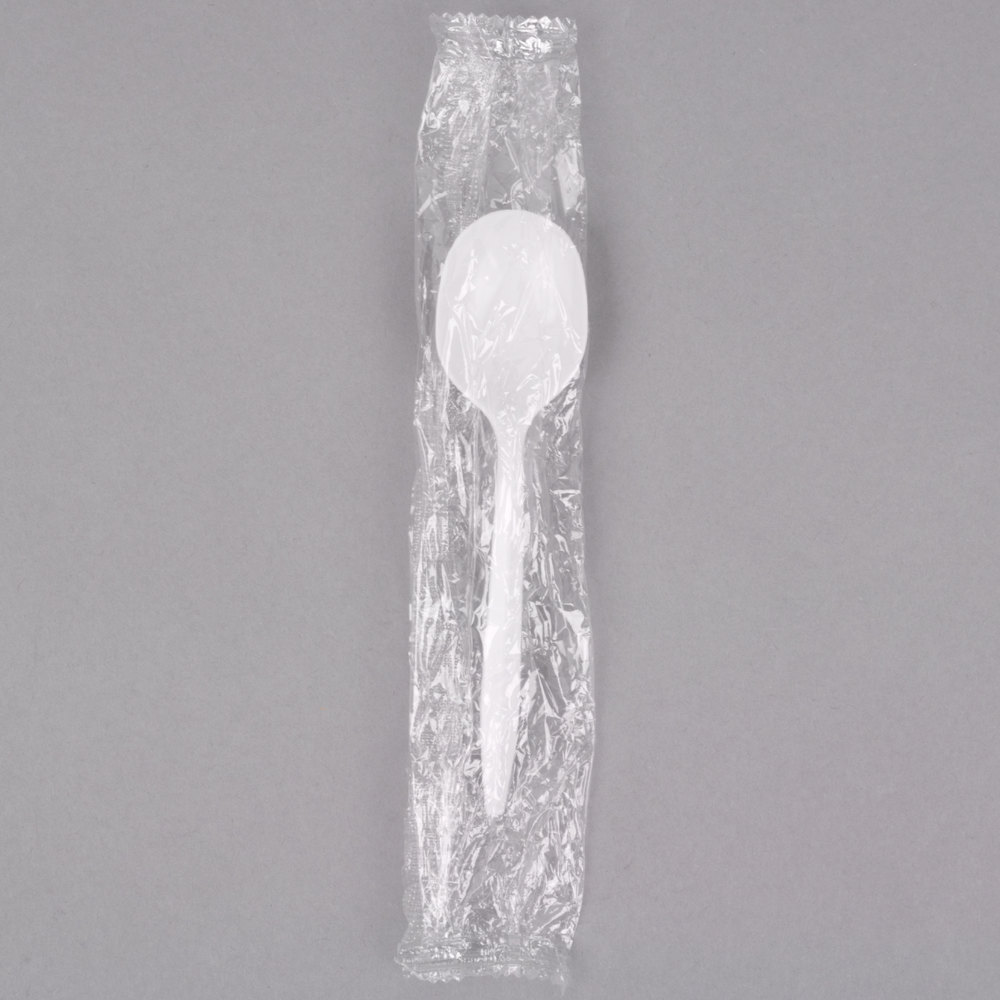 Medium Soup Spoon, White, Wrapped, 1M/Cs