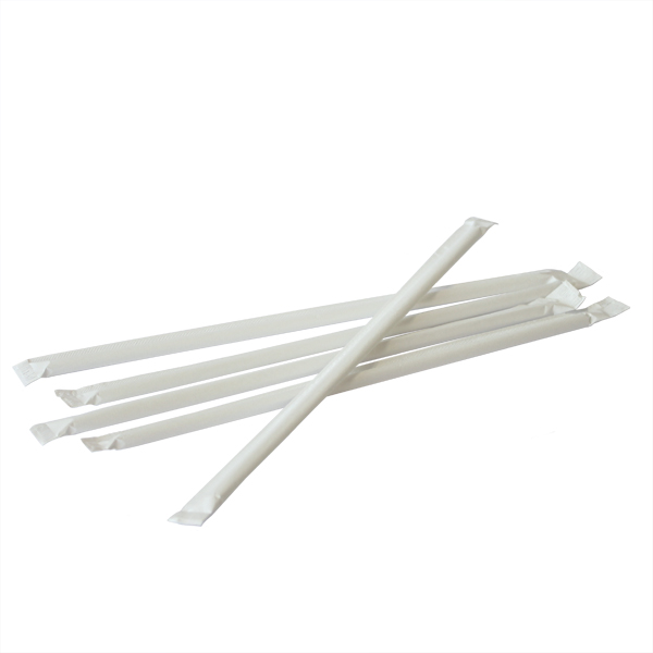 Individually Wrapped Flexible White Straws, 7-3/4", 25/400