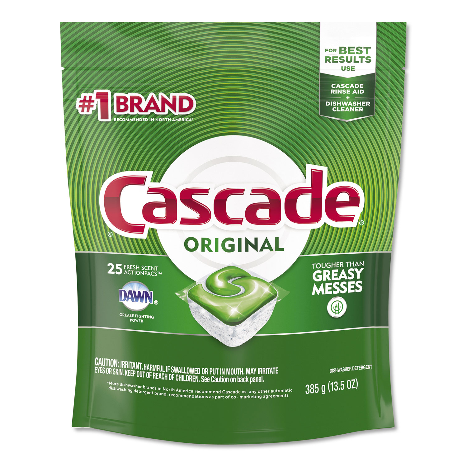 Cascade 2-In-1 ActionPacs - Fresh Scent, 13.5 oz, 5/Case