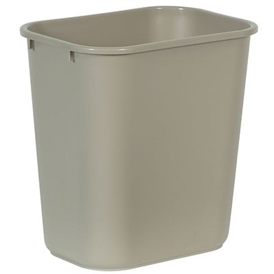 Rubbermaid® Deskside Wastebasket - Medium, 28 Quart, Beige, 12/Case