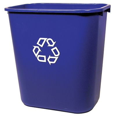 Rubbermaid® Deskside Recycling Container - Medium, 28 Quart, Blue, 12/Case