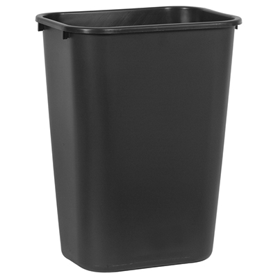 Rubbermaid® Deskside Wastebasket - Large, 41 Quart, Black, 12/Case