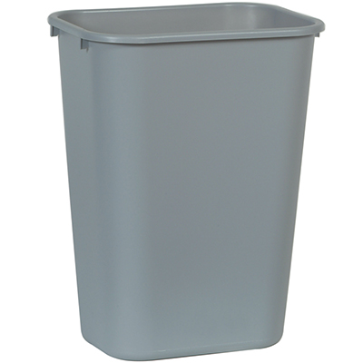 Rubbermaid® Deskside Wastebasket - Large, 41 Quart, Gray, 12/Case