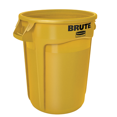 Rubbermaid Vented BRUTE® Round Container - 32 Gallon, Yellow, 6/Case