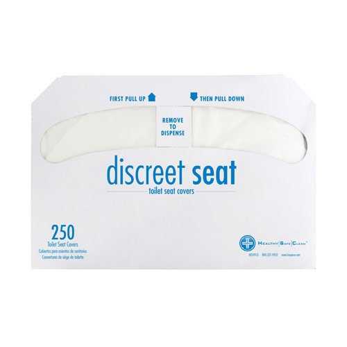 Hospeco Discreet Seat DS-1000 Half-Fold Toilet Seat Covers - White, 250 Count, 20/Case