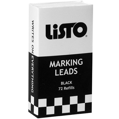 Listo® Marking Pencil Refill Lead - Black, 72 refills