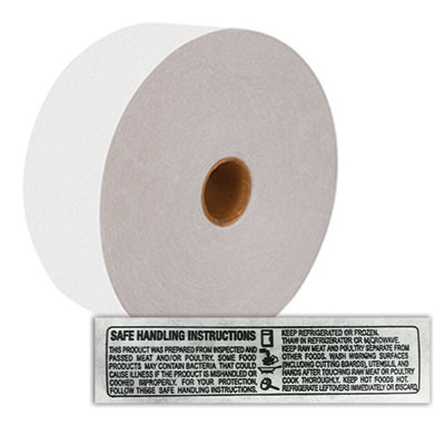 Central® Light Duty Water-Activated Paper Tape - Safe Handling Printed, 1.5 in x 500 ft, White, 20 rolls