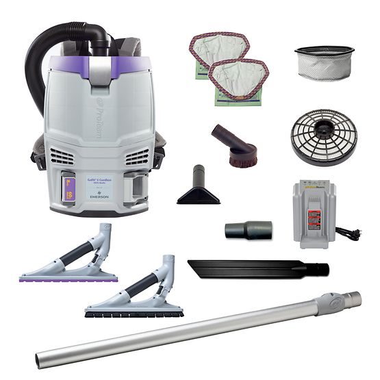 GoFit 3 Cordless 8Ah, 3 qt. Commercial Backpack Vacuum w/ ProBlade Hard Surface & Carpet Floor Tool Kit