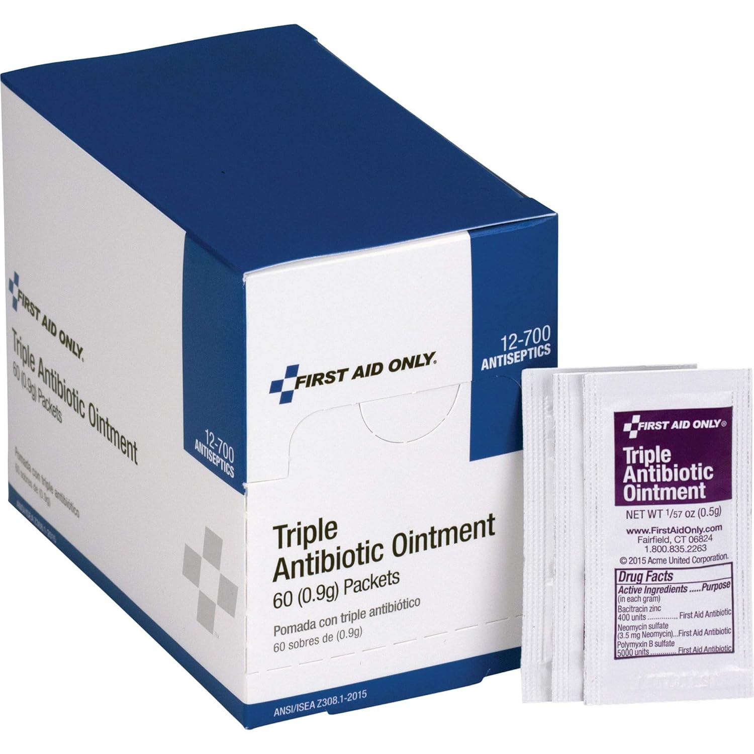 First Aid Only Triple Antibiotic Ointment, 0.5 g Packet, 60/box
