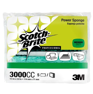 Scotch-Brite™ Power Sponge - 2.8" x 4.5" x 0.6", 60/Case