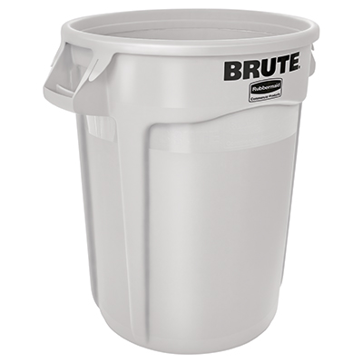 BRUTE® Round Container - 32gallon, White, 6/Case