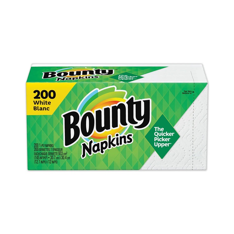 Bounty Quilted Napkins 1-Ply, 12 1/10 x 12, White 200/pack 8 pack/case