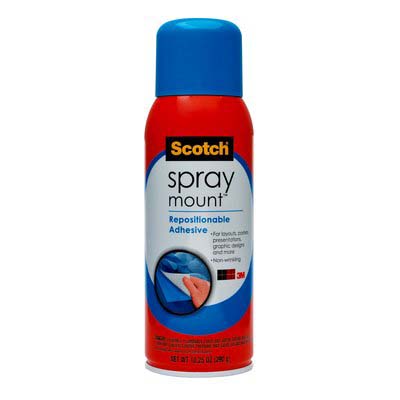 Scotch® Spray Mount™ 6065 Repositionable Adhesive, Clear, 10.25 oz, 12 cans