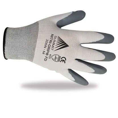 306N Series NitriGrip - White Nylon Shell Gray Nitrile Dip - 15 Gauge Medium