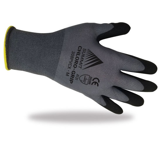 308PVC Series Gray Nylon Glove With Black PVC Dip 15 Gauge Large 1 Dozen