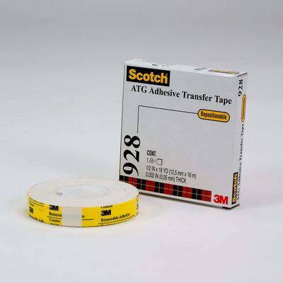 Scotch® 928 ATG Repositionable Double Coated Tissue Tape, Translucent White, 18 mm x 16.5 m, 2.0 mil, 48 rolls