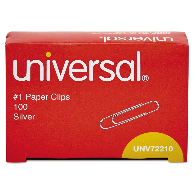 Universal Silver Paper Clips Small No. 1 100 Clips/Box 10 Boxes/Pack