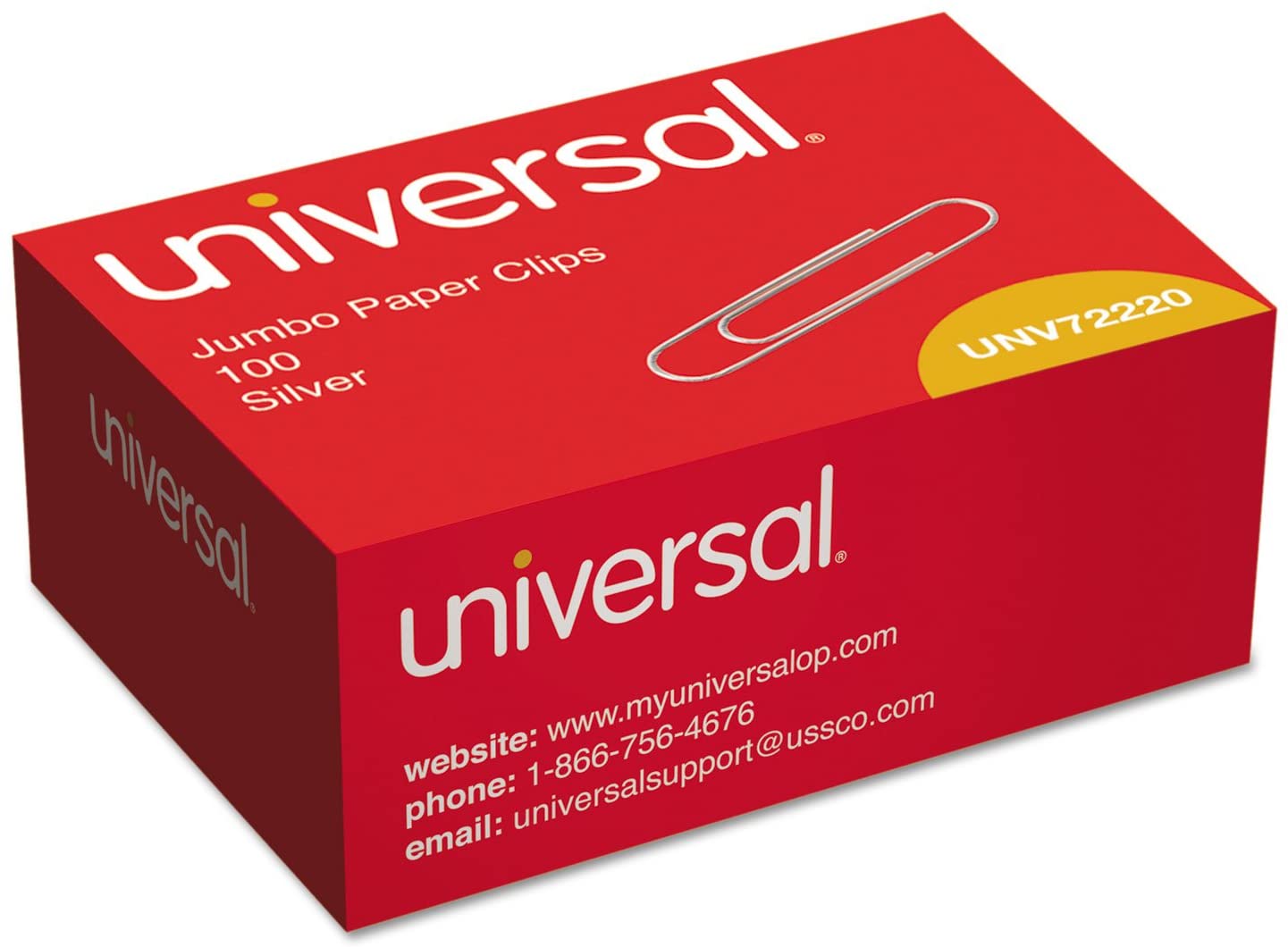 Universal Silver Paper Clips Large 100 Clips/Box 10 Boxes/Pack