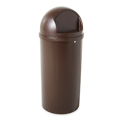 Marshal® Classic Round Container with Dome Lid - 15 gallon, Brown