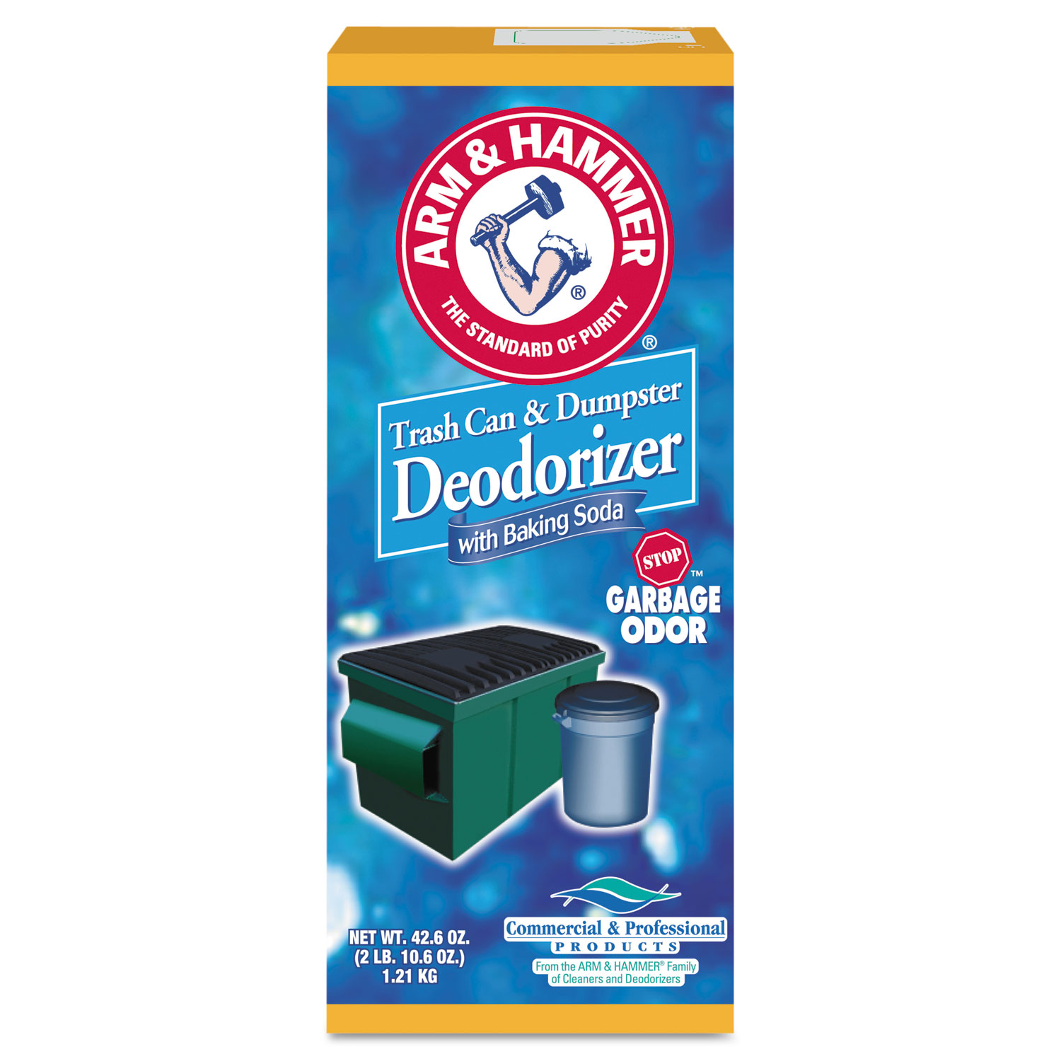 Trash Can and Dumpster Deodorizer with Baking Soda - Powder, 42.6 oz Box, 9/Case