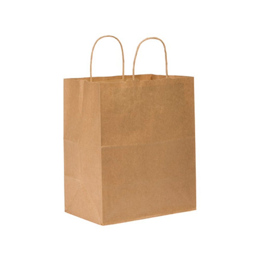 Duro 10" x 6.75" x 12" Bistro Shopping Bag 60# Natural Kraft 250/pack
