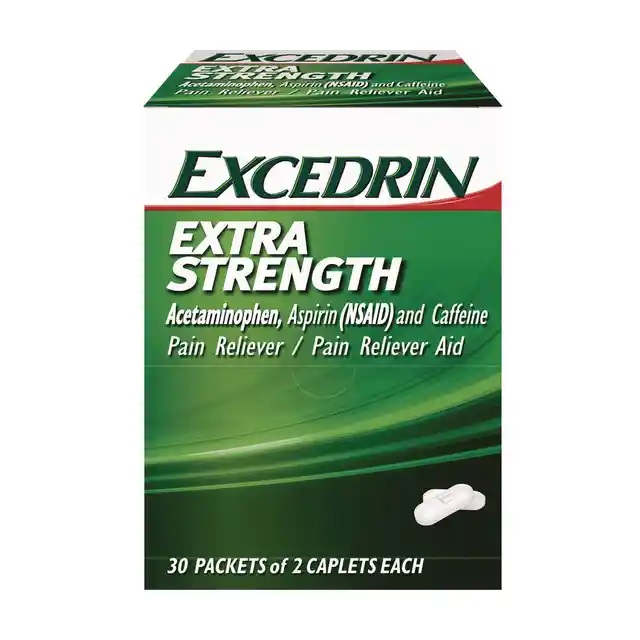 Excedrin X-Strength Caplets, 2 Caplets/Packet, 30 Packets/Box
