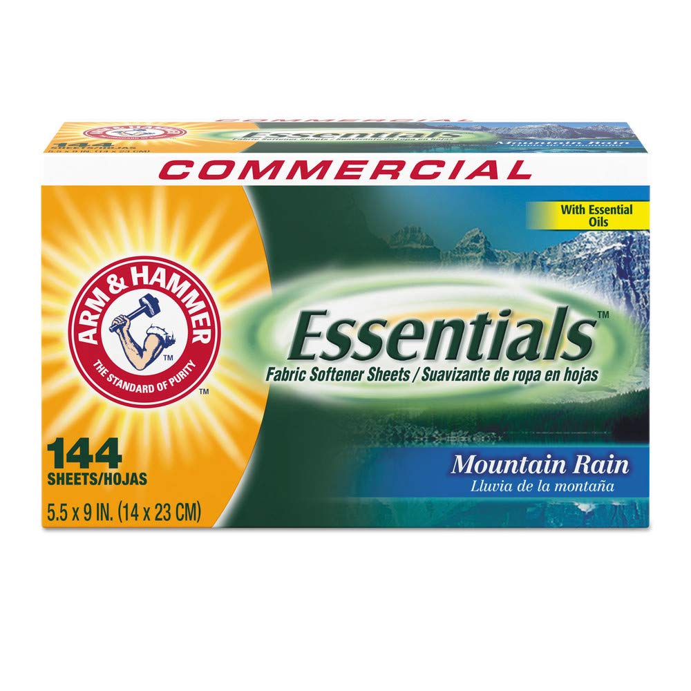 Arm & Hammer Essentials Dryer Sheets Mountain Rain 144 Sheets/box 6 Boxes/case