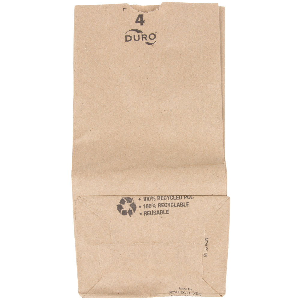 Duro Kraft Grocery Bag - 4 lb, 5" x 3 1/3" x 9 3/4", 500/Case