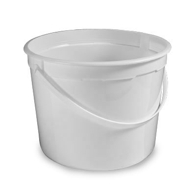 Berry® Round Container with Plastic Handle - 1.25 gallon, White