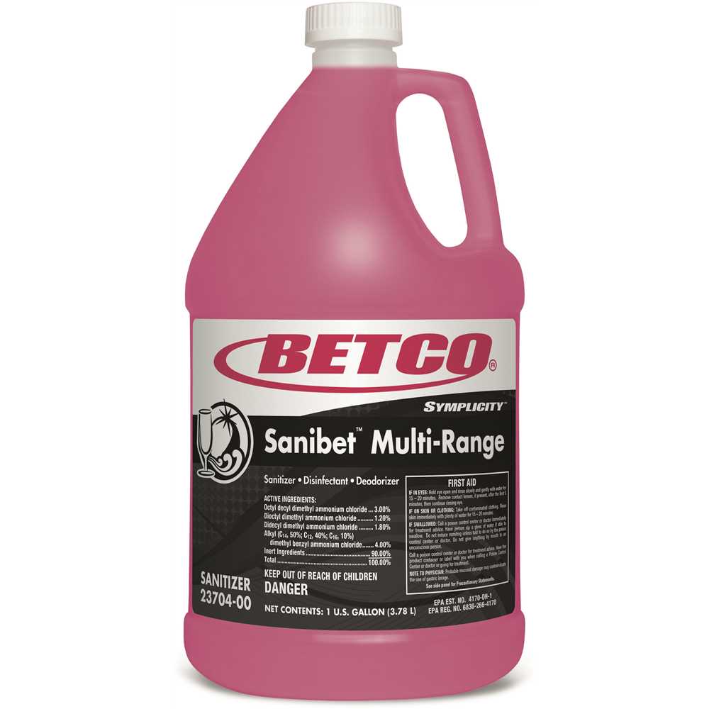 Betco Symplicity Sanibet Multi-Range Sanitizer - 1 Gallon, 4/Case