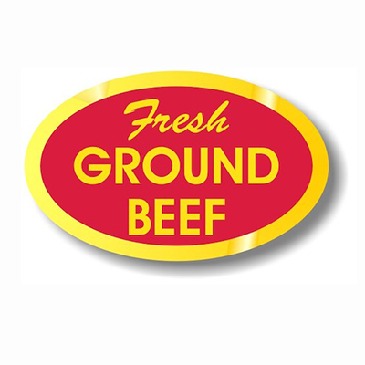 Fresh Ground Beef Oval Foil Label 10005 500/roll