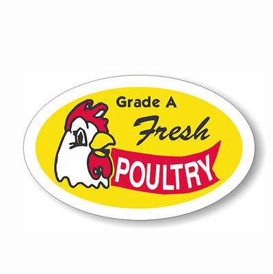 Grade A Fresh Poultry Oval Label 10009 500/roll