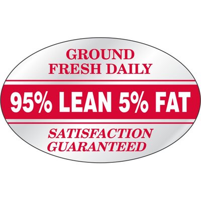 95% Lean 5% Fat-Ground Fresh Label 500/roll