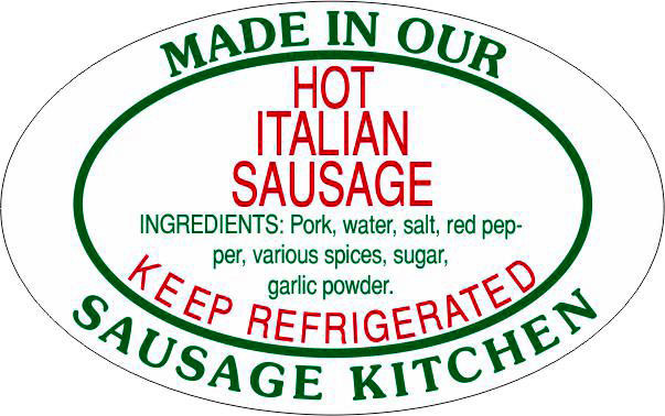 Hot Italian Sausage Oval Label 10080 500/roll