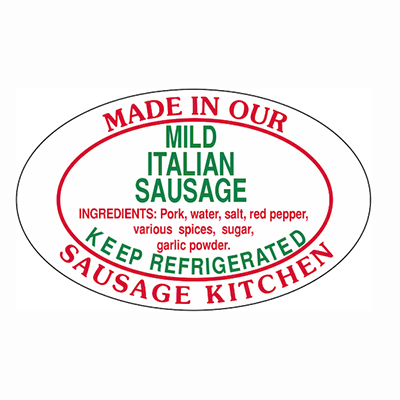 Mild Italian Sausage Oval Label 10081 500/roll