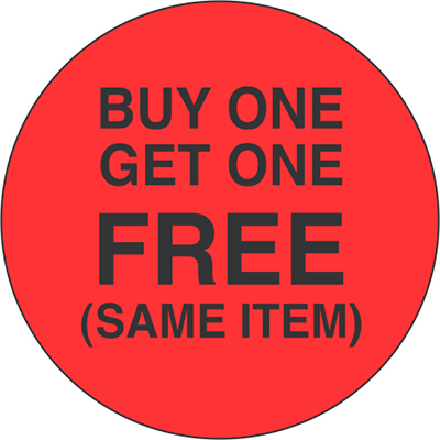 Buy One Get One Free Label 10095 1000/roll
