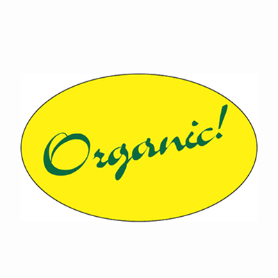 Organic Green Text on Yellow Oval Label 10181 500/roll