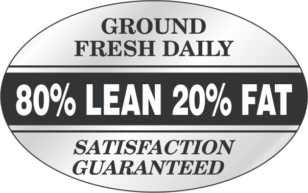 80% Lean Nutritional Grind Foil Label 500/roll