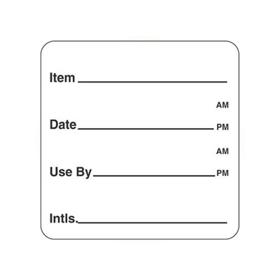 Item Date Use By Shelf and Prep Label 500/roll