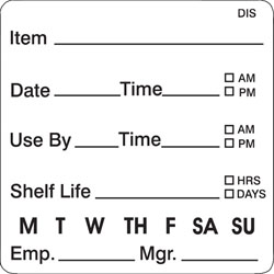 7 Day Shelf Life Date/Use By Label 4610115 250/roll