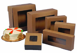 BOXit White 1/4 Sheet Auto-Popup Window Cake/Bakery Box Kraft - 14in x 10in x 4in