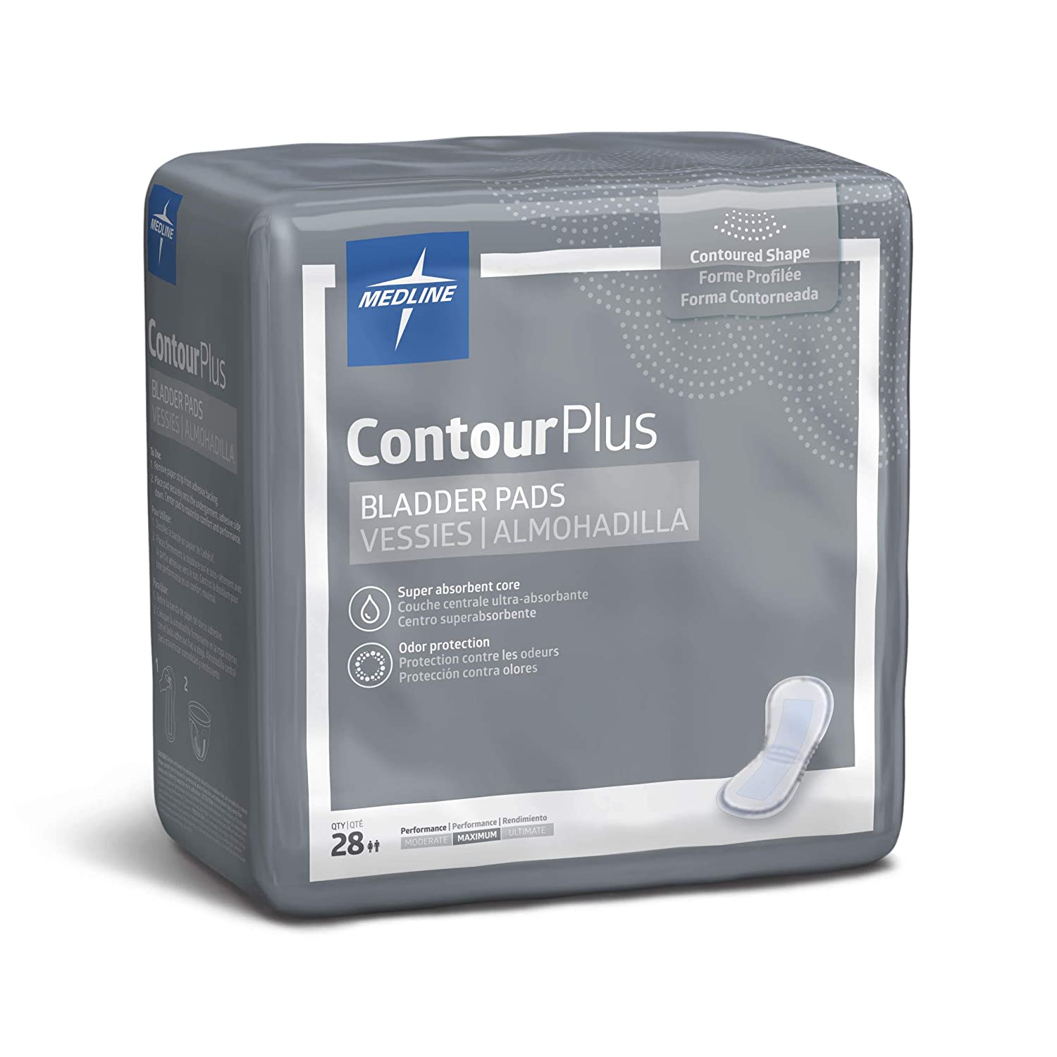 Medline Contour Plus Bladder Control Incontinence Pads Maximum Absorbency 168/pack