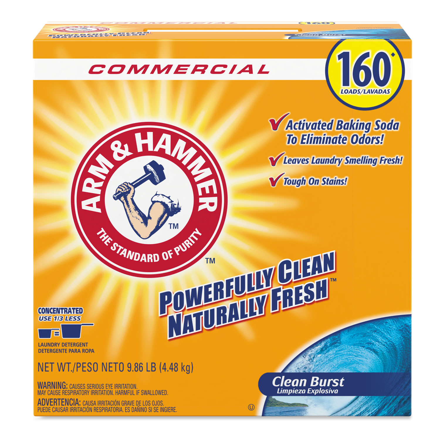 Arm & Hammer Powder Laundry Detergent - Clean Burst, 9.86 lb, Box, 3/Case