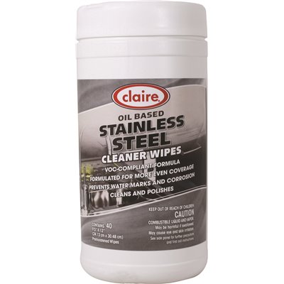 Claire 40 Count Stainless Steel Wipes 6/case
