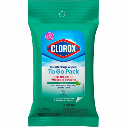 Clorox On The Go Bleach-Free Disinfecting Wipes 9/pack 24 pack/case
