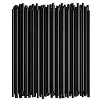 Jumbo Straight Black Unwrapped Straws - 7.75In x 0.21In, 250